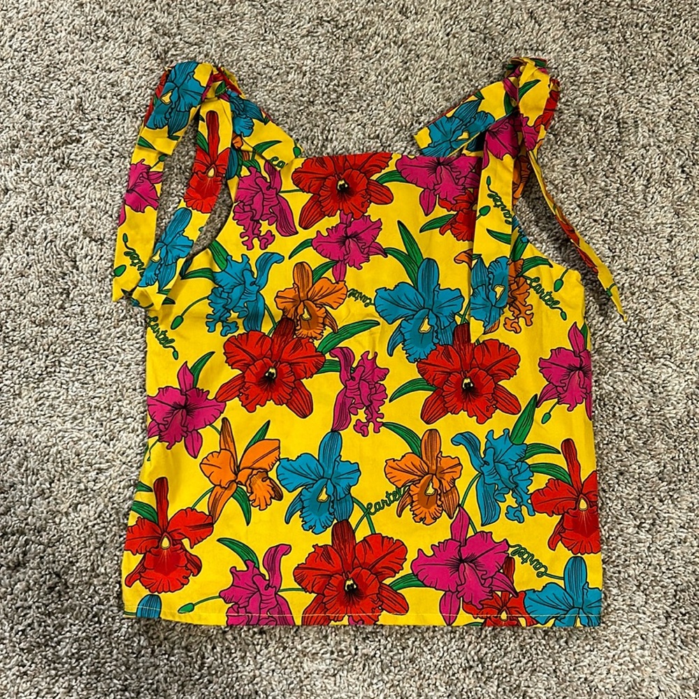 NWOT Yellow Top with Flower Pattern - Size 4 kid